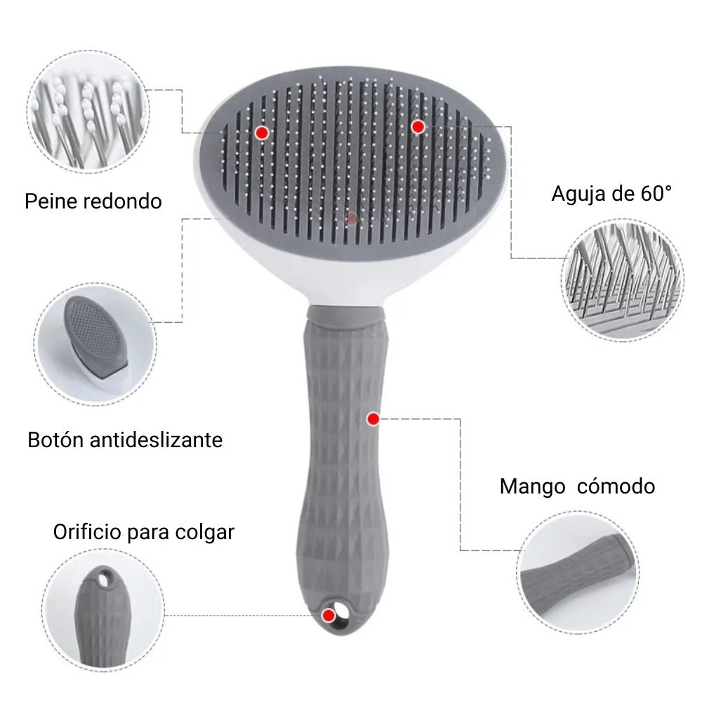 Cepillo removedor de pelo con boton para Gatos y Perros
