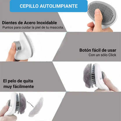 Cepillo removedor de pelo con boton para Gatos y Perros